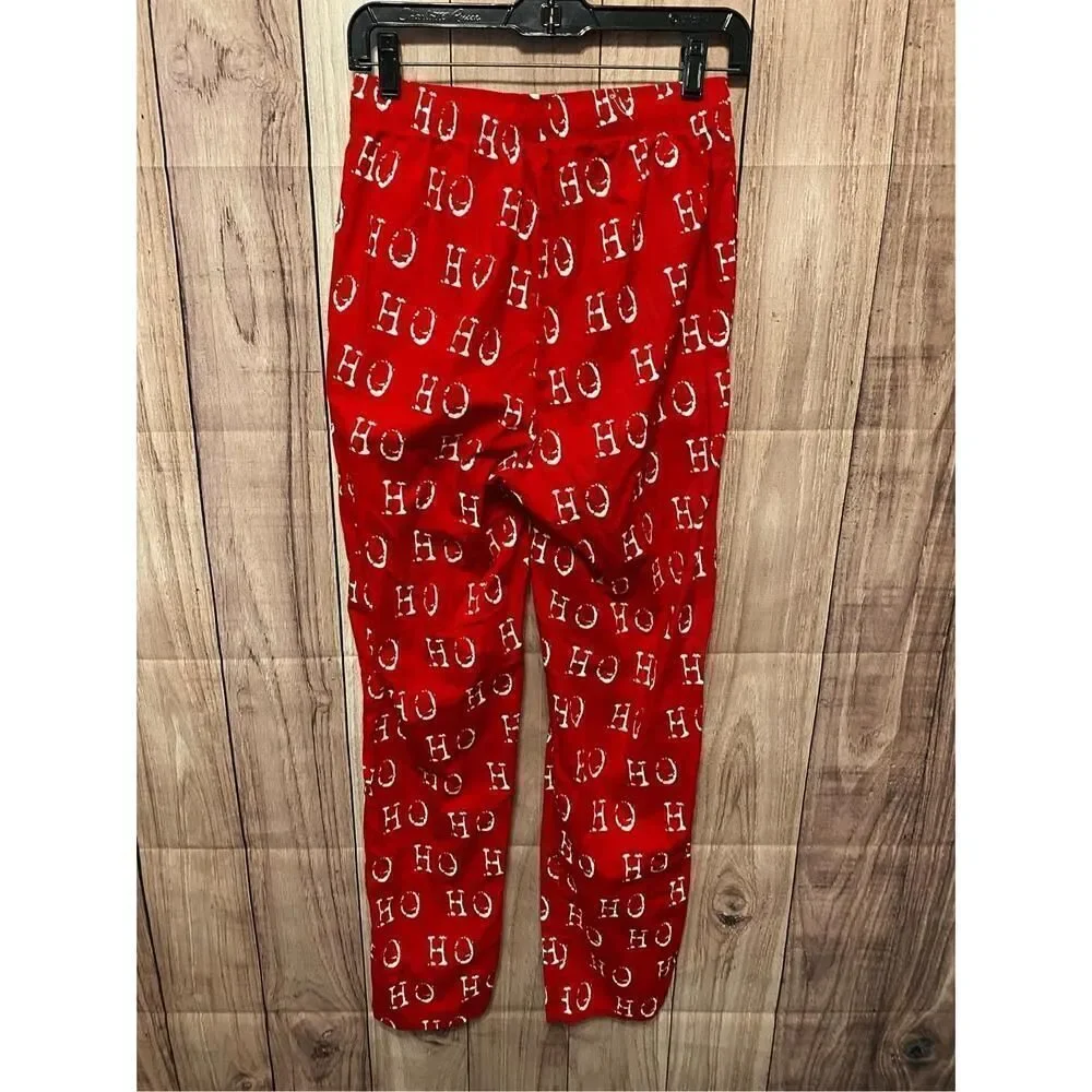 MudPie S holiday Christmas pajama lounge pants red ho ho mens